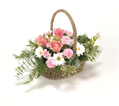 Funeral Basket  Pink & White
