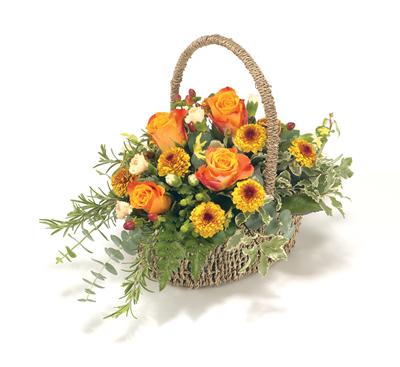 Funeral BasketOrange, Bronze & Gold