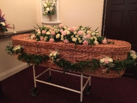 Wicker casket decoration